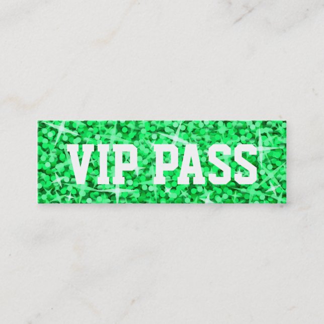 Mini Cartão de visita magra Verde 'VIP PASS' (Frente)
