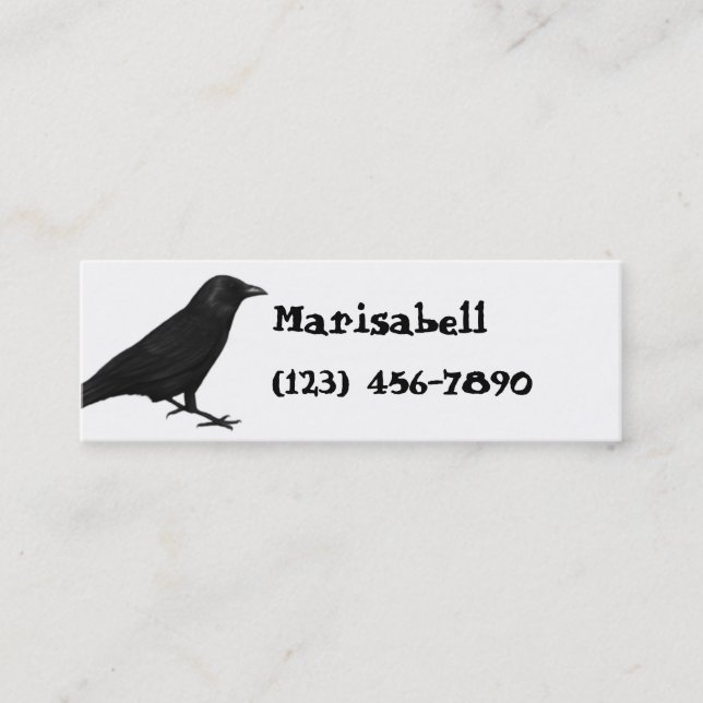 Mini Cartão de visita magro do corvo gótico (Frente)