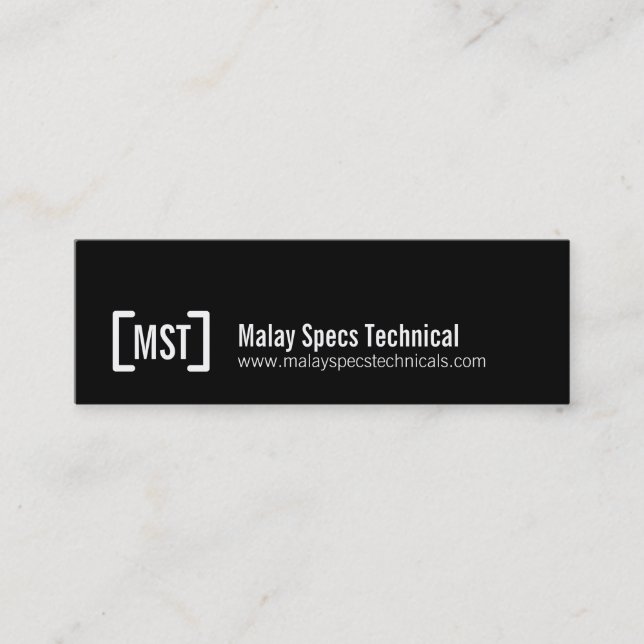 Mini Cartão de visita magro preto & branco profissional (Frente)