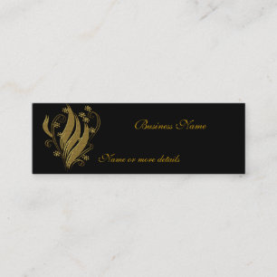Mini Cartão de Visita Preto Dourado Floral Slim