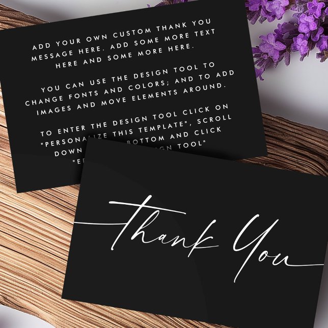 Mini cartões de agradecimentos preto de script man (Handwritten script black mini thank you card)