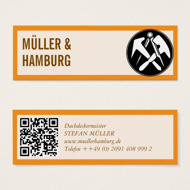 Mini cartões de visita de telhados QR Code (Frente & Verso)
