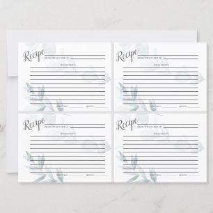 Mini CARTÕES RECIPE Dusty Blue Watercolor Eucaly