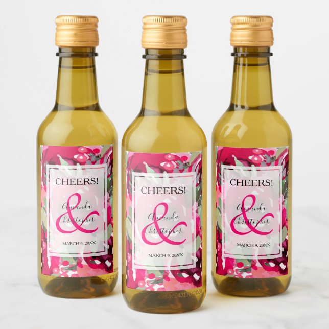 Mini Casamento Floral Rosa Elegante (Garrafas)