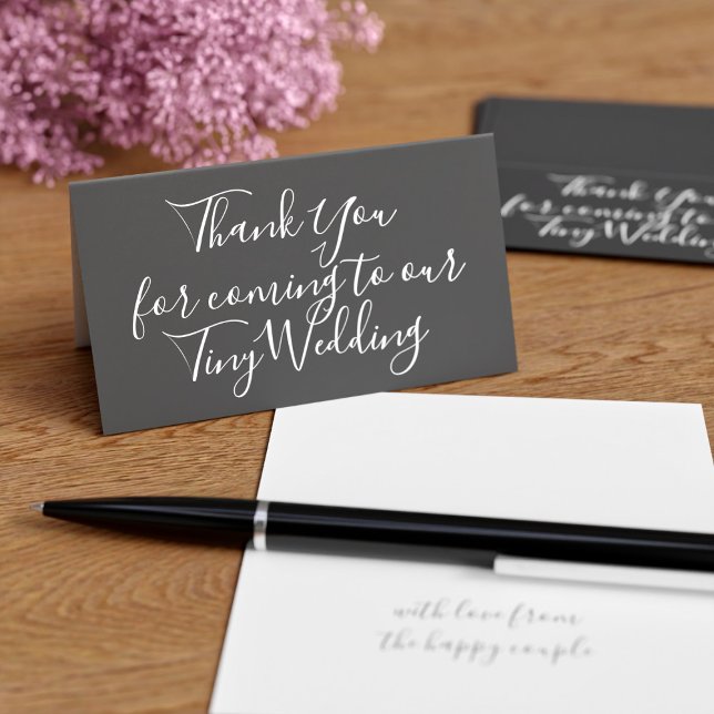 Mini Casamento Negro e Branco Obrigado Cartões (Thank your people for coming to your tiny wedding with these mini black and white thank you cards)