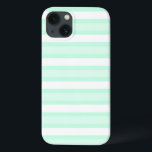 Mini caso Aqua Stripe<br><div class="desc">Design na moda simples,  com faixas bonito de pastel em dois tons de verde azul e branco. Um design personalizável para você personalizar com seu próprio texto,  imagens e ideias. Uma imagem de arte digital original criada por QuirkyChic.</div>