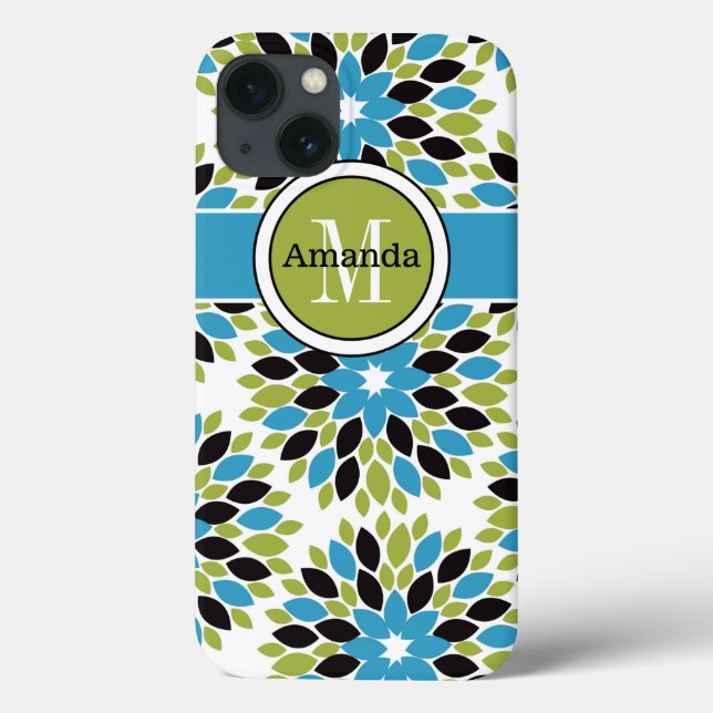 Mini Caso iPad | Floral | Azul, Verde, Branco (Verso)