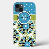 Mini Caso iPad | Floral, Pontos | Azul, Verde
