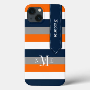 Mini Caso iPad Stripes Cinzas brancas Marinhos