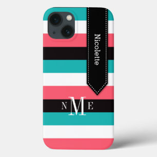 Mini Caso iPad   Stripes   Turquesa, Preto, Coral