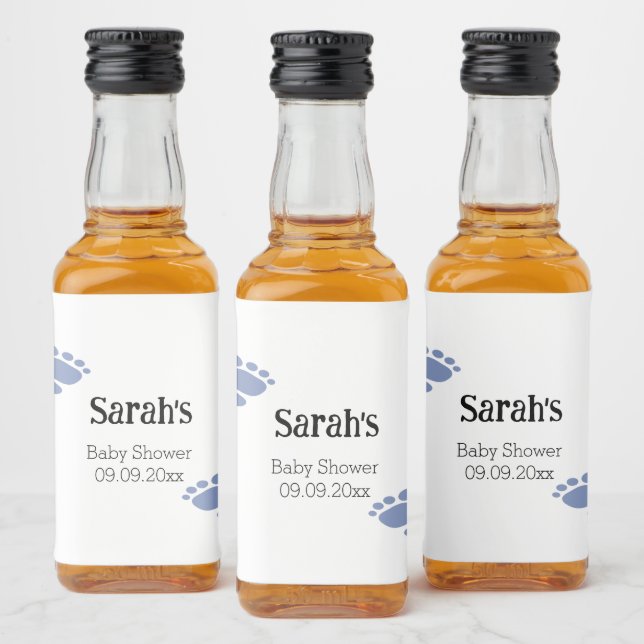 Mini Chá de fraldas de Pegada Azul Cute Personaliz (Garrafas)
