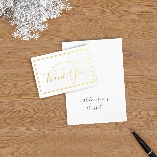 Mini Chá de panela De Moldura Obrigado Cartão Foil (Perfect foil thank you card to thank your guests for attending your bridal shower)