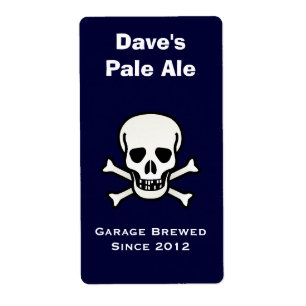 Mini etiqueta do crânio e da cerveja dos ossos da