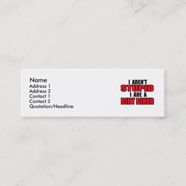 Mini Eu Sou Um Biker De Sujeira - Cartão de visita (Frente)