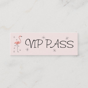 Mini Flamingo Pink 'VIP PASS' - magra cartão de visita
