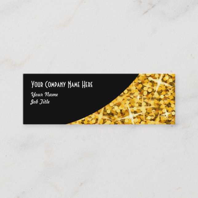Mini Glitz "Dourado", cartão de visita de curva preta,  (Frente)