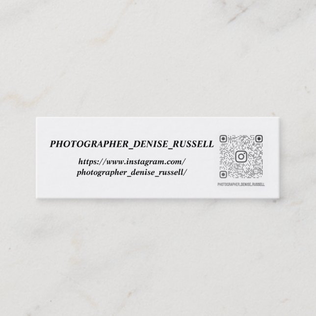 Mini, mini cartão de visita de 3,0" x 1,0" (Frente)