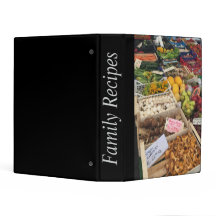Mini organizador de receitas com imagem de mercado