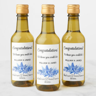 Mini Parabéns De Garrafas De Vinho Azul De Cobalto