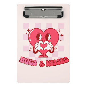 Mini Prancheta "Abraços e beijos" Coração Cor-de-Rosa Bonita e