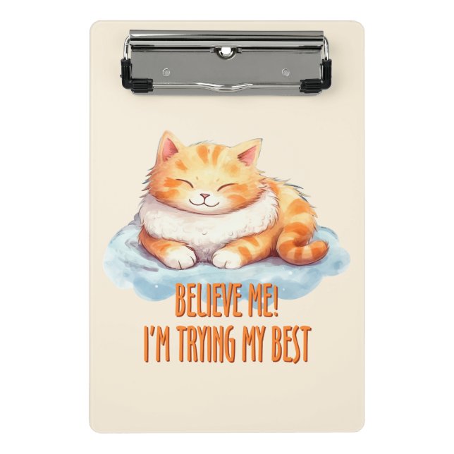 Mini Prancheta Adorável Laranja Tabby Cat. Estou tentando o meu m (Frente)