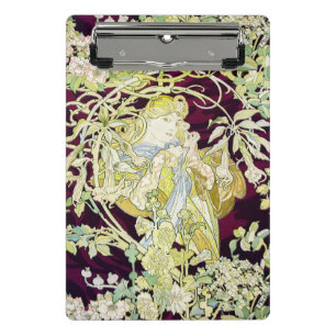 Mini Prancheta Alphonse Mucha Mulher com Margarida Art Nouveau Ar