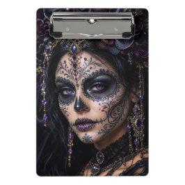 Mini Prancheta Amethyst Orchid Calavera – Gothic Sugar Skull