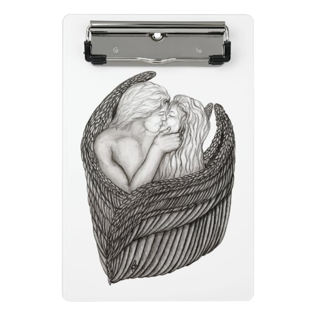 Mini Prancheta Angels Kissing, Design preto e branco (Frente)