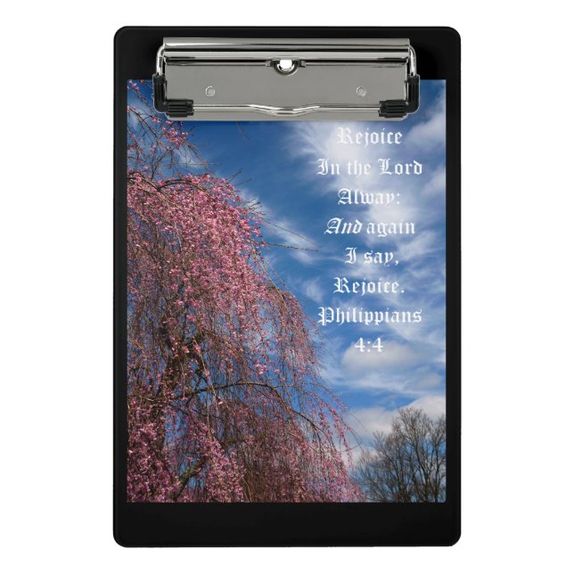 Mini Prancheta April Sky com Philippians 4:4 (Frente)