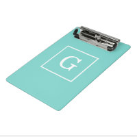Aqua Turquoise White enquadrado em Monograma inici