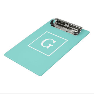 Mini Prancheta Aqua Turquoise White enquadrado em Monograma inici