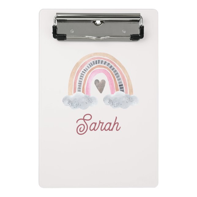 Mini Prancheta Arco-Íris Rosa com Nuvens para Bebê-Chuva para Men (Frente)