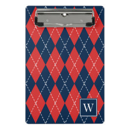 Mini Prancheta Argyle Costurado à Mão – Vermelho Branco & Azul Ma