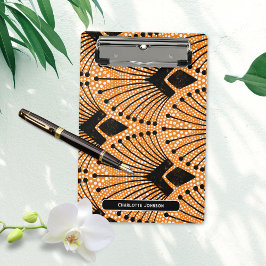 Mini Prancheta Art Deco Orange Classic Peacock Padrão