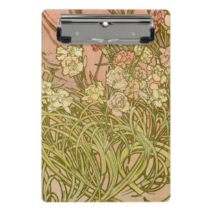 Mini Prancheta Art Nouveau Alfonse Mucha Flores de cravo florais