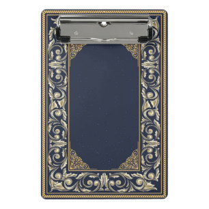 Mini Prancheta Art nouveau, marinho azul, ouro, antiguidade, bell
