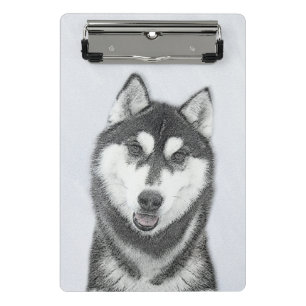 Mini Prancheta Arte de Cachorro Siberiana (Preta e Branca)