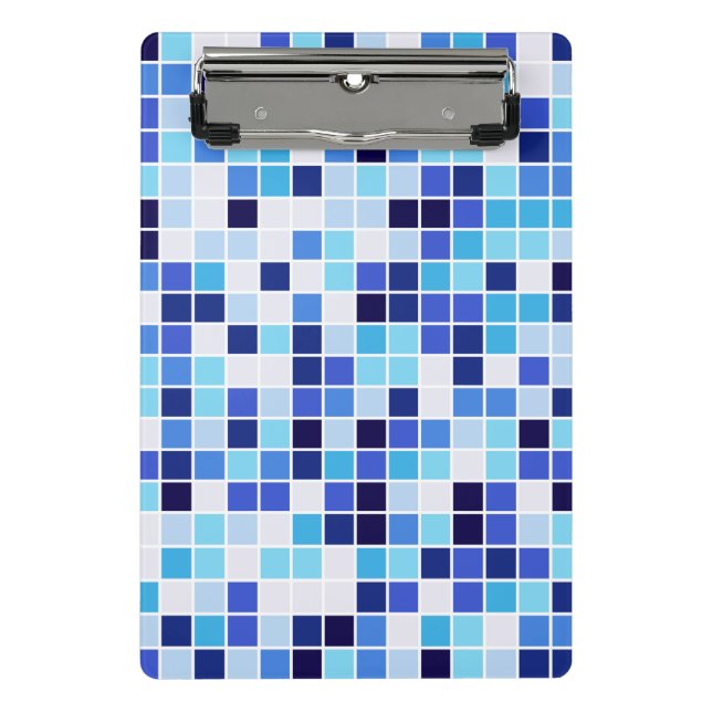 Mini Prancheta Azulejos para Piscina, Azulejos Mosaico Azuis, Pad (Frente)