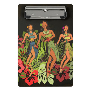 Mini Prancheta Bailarinas de Hula Havaianas Vintage Árvore de Pal