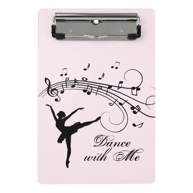 Mini Prancheta Ballerina Dançando com Música Rosa (Frente)