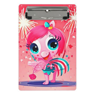 Mini Prancheta Bandeira Americana com Flamingo Cartoon-69217