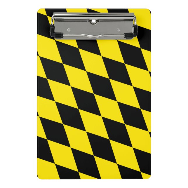 Mini Prancheta Bandeira da Baviera em Diamante Preto e Amarelo (Frente)