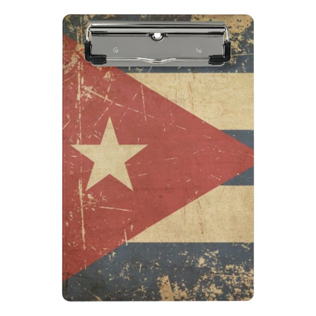 Mini Prancheta Bandeira lisa envelhecida cubano (Frente)