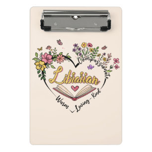 Mini Prancheta Bibliotecário Compaixão - Design de Coração Floral
