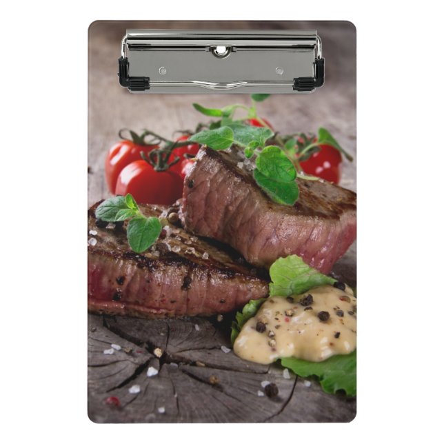 Mini Prancheta Bifes grelhados do churrasco com ervas e os (Frente)