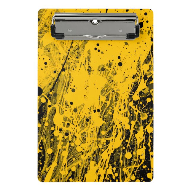 Mini Prancheta Black and Yellow Paint Splashes (Frente)