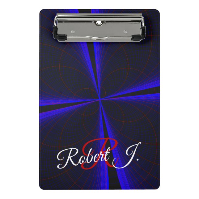 Mini Prancheta Blue Accent Clover Leaf Geometric Mini Clipboard (Frente)