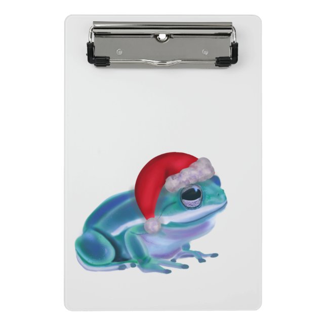 Mini Prancheta Blue frog with Santa hat. (Frente)