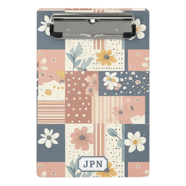 Mini Prancheta Boho Floral Patchwork em Terracota e Sage (Frente)