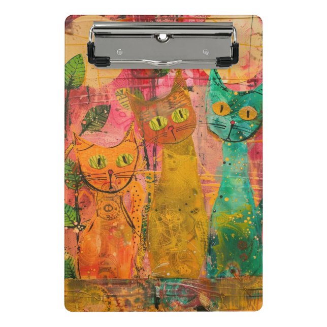 Mini Prancheta Boho Watercolor Cats - Terna Feline Art (2) (Frente)